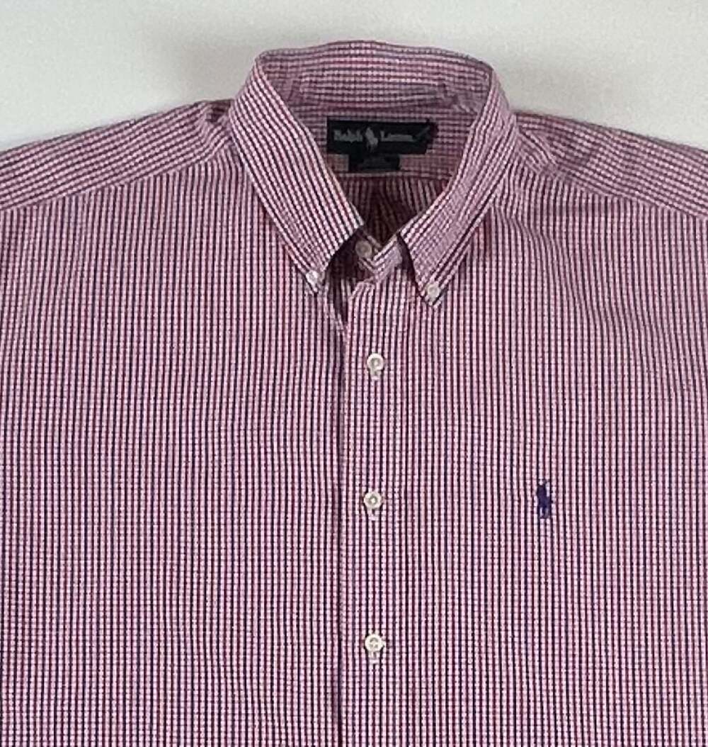 Ralph Lauren Blake Red and Navy Gingham Check Short Sleeve Shirt XL